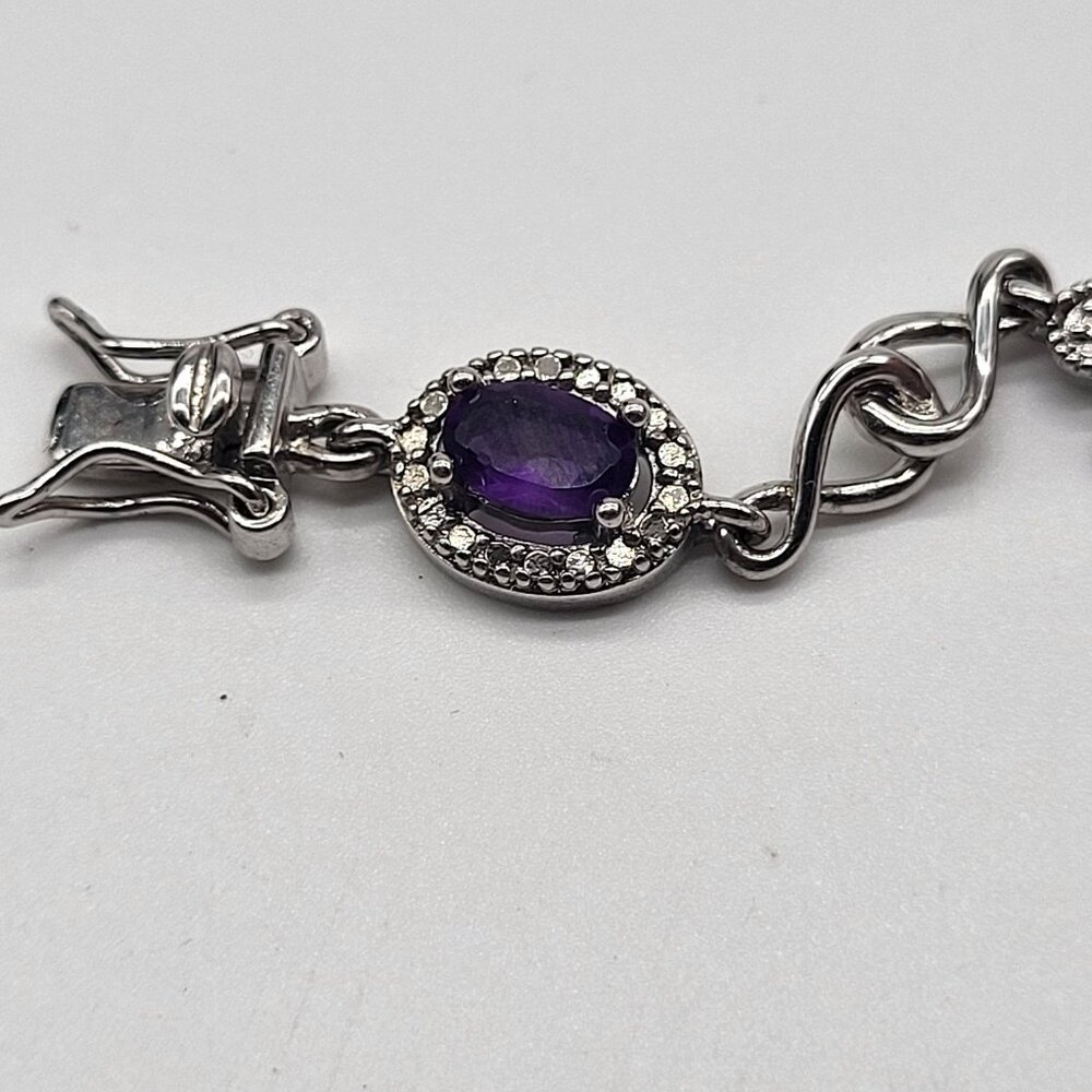 VTG PAJ BB Amethyst Purple Silver Tone Bracelet - Picture 7 of 12